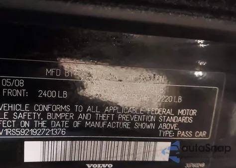 2009 Volvo S60 2.5T/2.5T Special Edition из США, поврежденный, VIN YV1RS592192721376